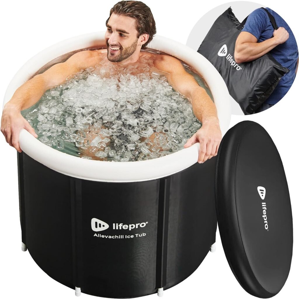 Lifepro Portable Ice Bath Tub with Lid and Storage Bag -Lightweight, Durable Cold Plunge Tub for Home Therapy Sessions -Home Travel Ice Bath Tub for Adults and Athletes - 14°F-122°F Temp, Outdoor
