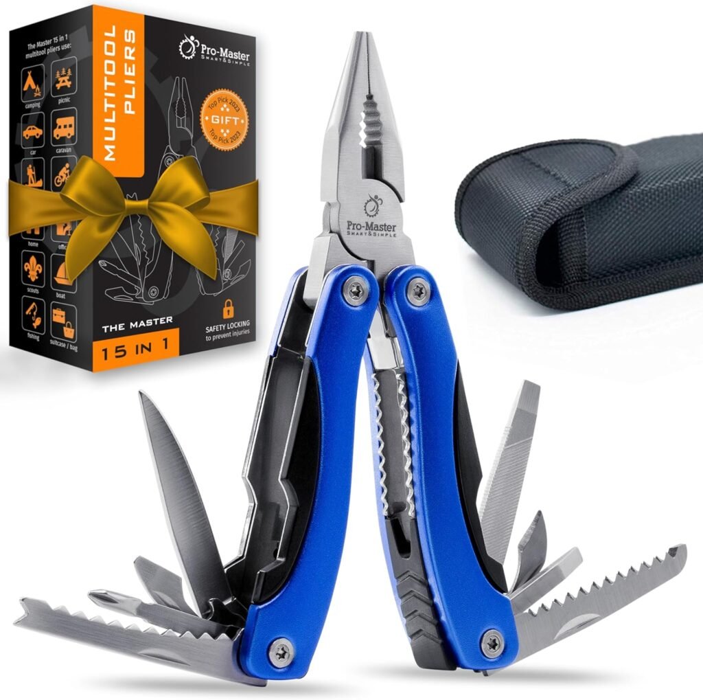 Multi Tool Pocket Knife Set 15 in 1 - The Ultimate Christmas Gift! Perfect Multitool for Men, Dad, Boyfriend, Scout - Cool, Practical, Versatile Multi-tool for Thanksgiving, Birthdays and Graduations
