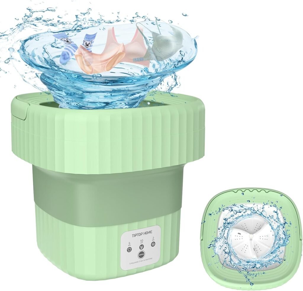 Portable Washing Machine, 6L Foldable Mini Washing Machine, Compact Travel Washing Machine for Small Items Baby Clothes Underwear Socks Towels Apartment Dorm Camping RV Travel Laundry
