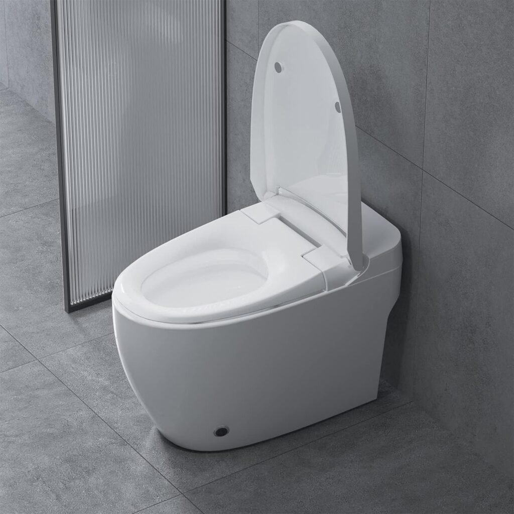 Simple Project Smart Toilet | Intelligent Modern White Tankless Toilet | smart toilets for bathrooms | One Piece Smart Toilet With Heated Seat Auto Flush