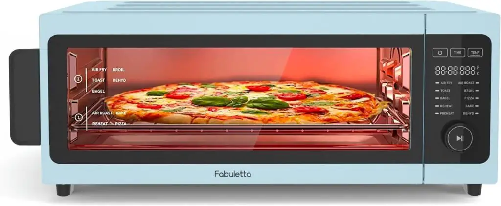Toaster Oven Air Fryer Combo - Fabuletta 10-in-1 Countertop Convection Oven 1800W, Flip Up Away Capability for Storage Space, Oil-Less Toaster Oven Fit 12 Pizza, 9 Slices Toast, 5 Accessories
