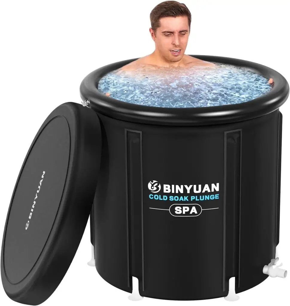 XL Ice Bath Tub for Athletes With Cover 99 Gal Cold Plunge Tub for Recovery, BINYUAN Multiple Layered Portable Ice Bath Plunge Pool Suitable for Gardens, Gyms and Other Cold Water Therapy Training