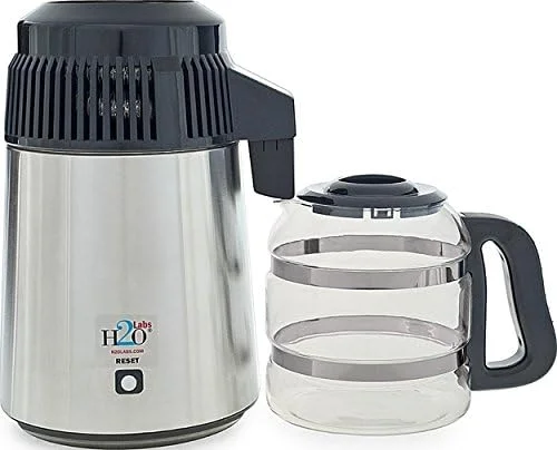 H2oLabs Best-in-Class Stainless Steel Water Distiller with Glass Carafe, Porcelain Nozzle Insert and Most Effective VOC Removal
