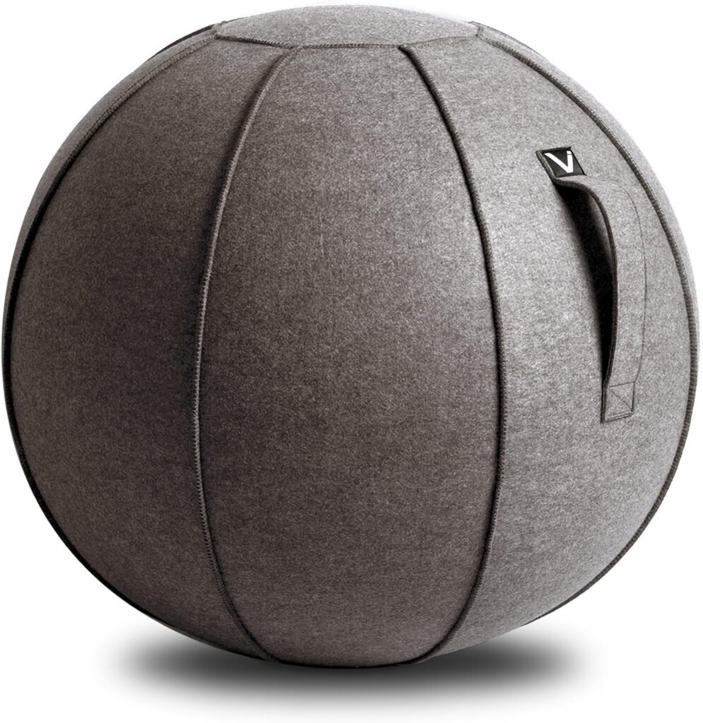 Luno Exercise Ball Chair, Clay Cover, Felt, Max Size (25 to 26 inches), for Home Offices, Balance Training, Yoga Ball