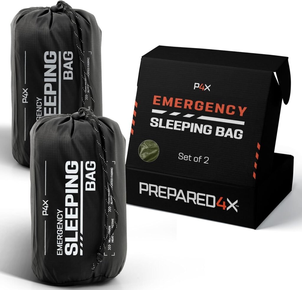 Prepared4X Emergency Sleeping Bag for Survival - Thermal Emergency Bivy Sack for Backpacking, Camping, Hiking - Lightweight, Compact Heavy-Duty Waterproof Survival Tarp or Bivvy Tent