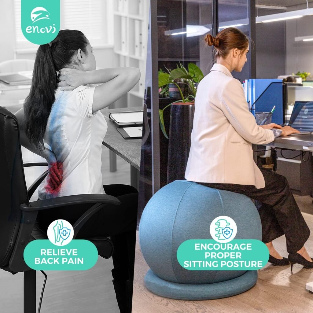 ProBalanceΩ Ball Chair, Yoga Ball Chair Exercise Ball Chair with Slipcover and Base for Home Office Desk, Birthing Pregnancy, Stability Ball Balance Ball Seat to Relieve Back Pain, Multiple color size