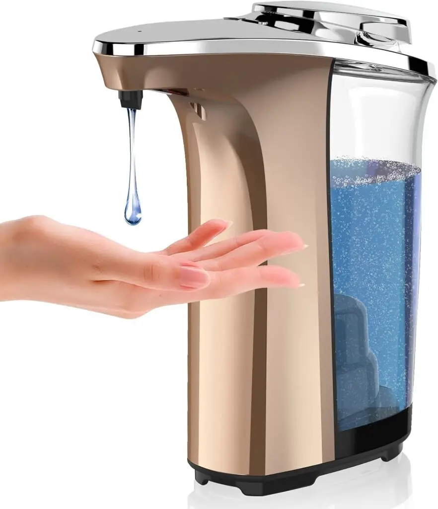 PZOTRUF Automatic Soap Dispenser, Touchless Dish Soap Dispenser 17oz/500ml with Infrared Sensor, 5 Adjustable Soap Levels, Liquid Hand Soap Dispenser for Bathroom Kitchen (Silver)