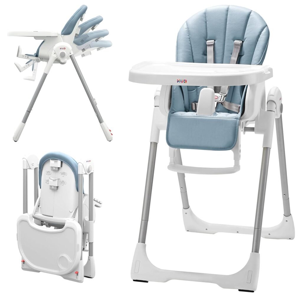 3-in-1 Foldable Baby High Chair (Blue) | Multifunctional Infant HighChair for Babies Toddlers | Removable Seat Tray for Easy Clean | 7 Height 4 Recline Adjustable | 2 Locking Wheels | Safe