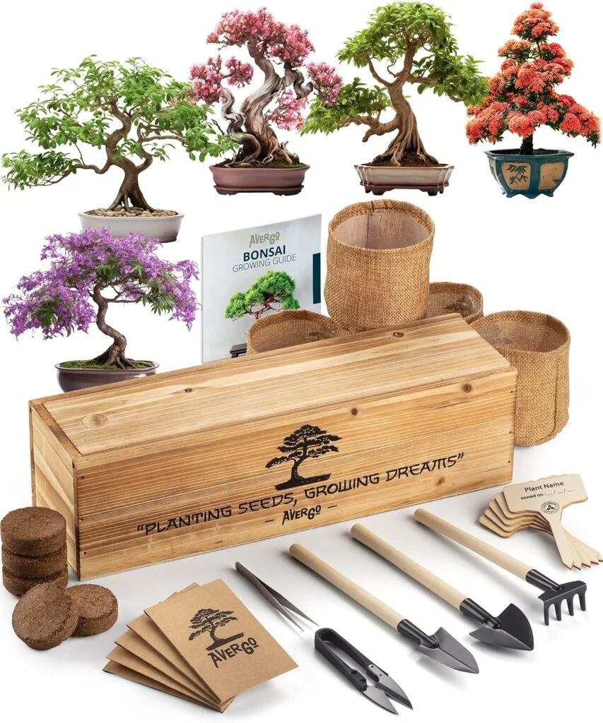 Bonsai Tree Kit – 5X Unique Bonzai Trees | Complete Indoor Bonsai Starter Kit for Growing Bonsai Plants with Tools Planters – Gardening Gifts for Women Men