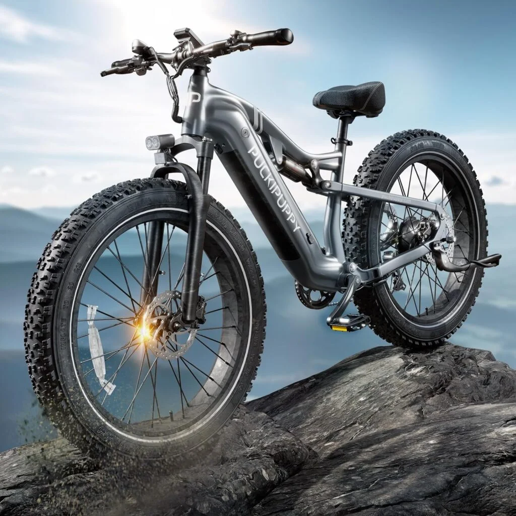 Electric Bike for Adults 1000W, 48V 20AH Samsung Cells Battery Adult Electric Bicycles, 26 Fat Tire Full Suspension Ebike, 30MPH Mountain Beach E Bike, 7 Speed, 80Miles Range, UL Certified