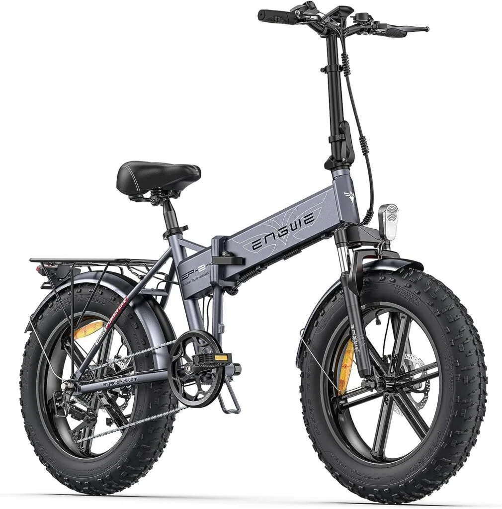 ENGWE EP-2 PRO 1000W Folding Electric Bicycle for Adults, 20 4.0 Fat Tire Dirt Bike with Detachable Battery 48V 13AH Up to 28MPH 75Miles, 7-Speed All Terrain Ebike for Mountain Beach Snow