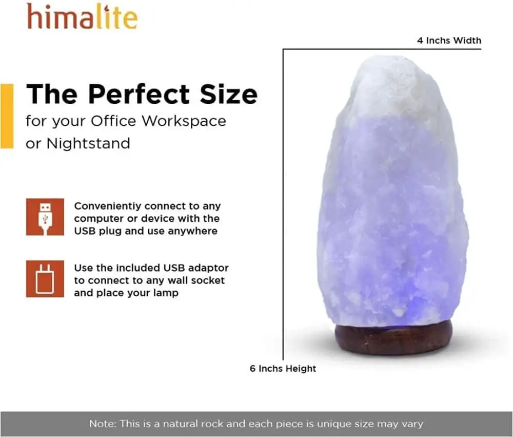 LED White-Color Changing Pure Himalayan Salt Lamp 7 Inches Tall with USB Adaptor and Wooden Base Himalite Carnival of Lights White_salt_Lamp