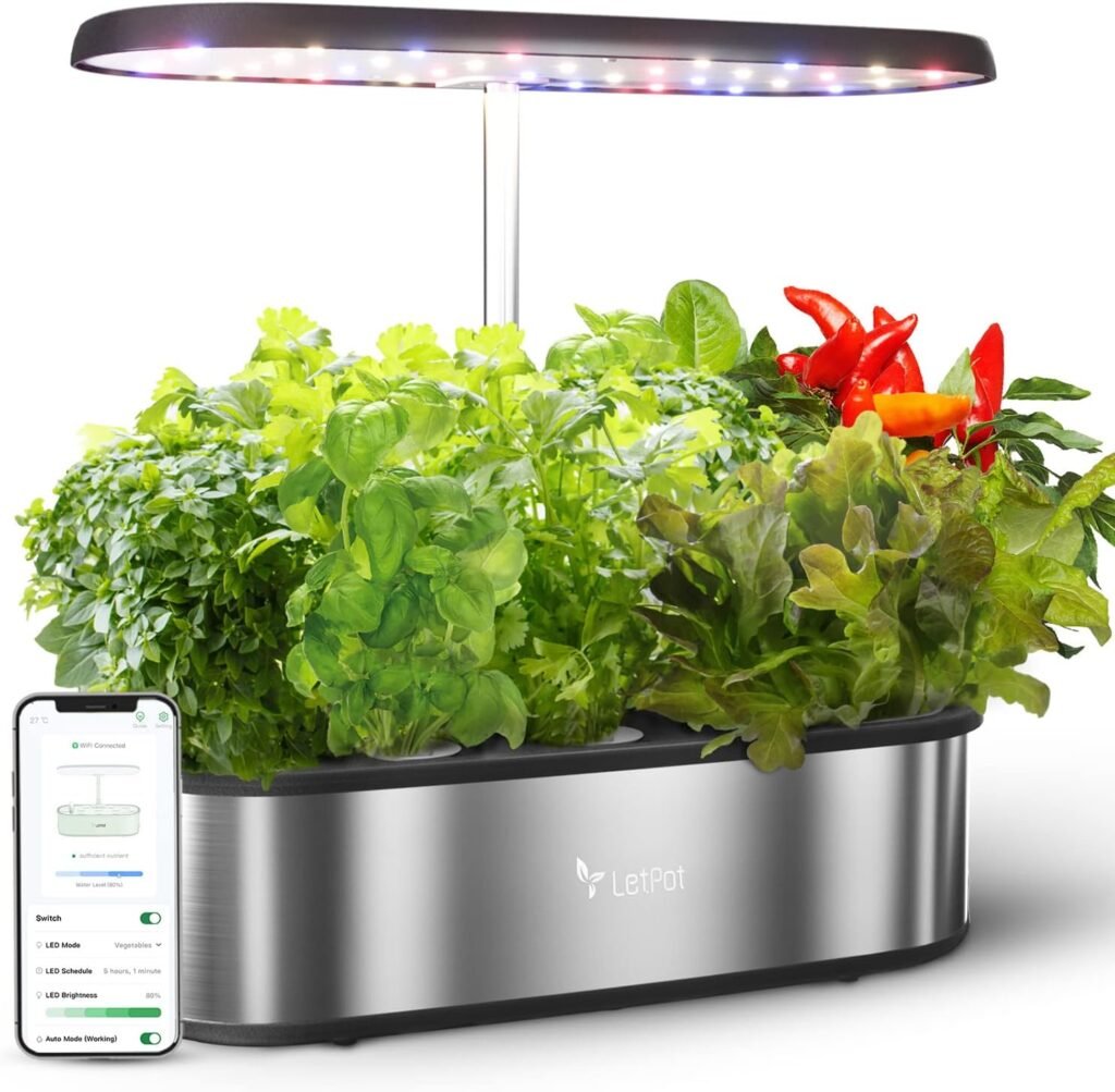 LetPot LPH-SE Hydroponics Growing System, 12 Pods Smart Herb Garden Kit Indoor, Indoor Garden, APP WiFi Controlled, with 24W Growing LED, 5.5L Water Tank, Pump System, Automatic Timer