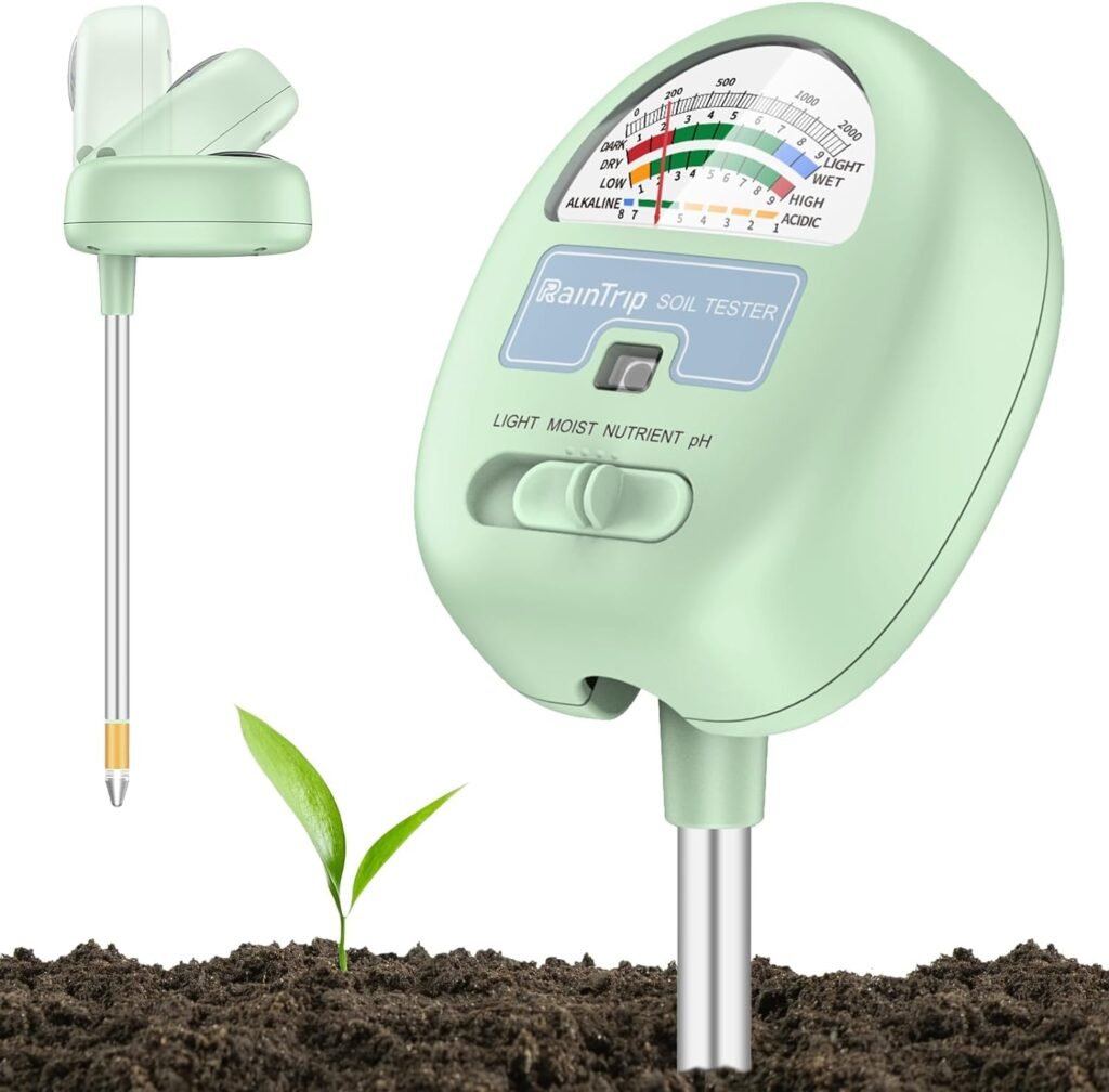 Soil Moisture Meter,4-in-1 Soil Ph Meter, Soil Tester for Moisture, Light,Nutrients, pH,Soil Ph Test Kit, Great for Garden, Lawn, Farm, Indoor Outdoor Use (No Battery Required)