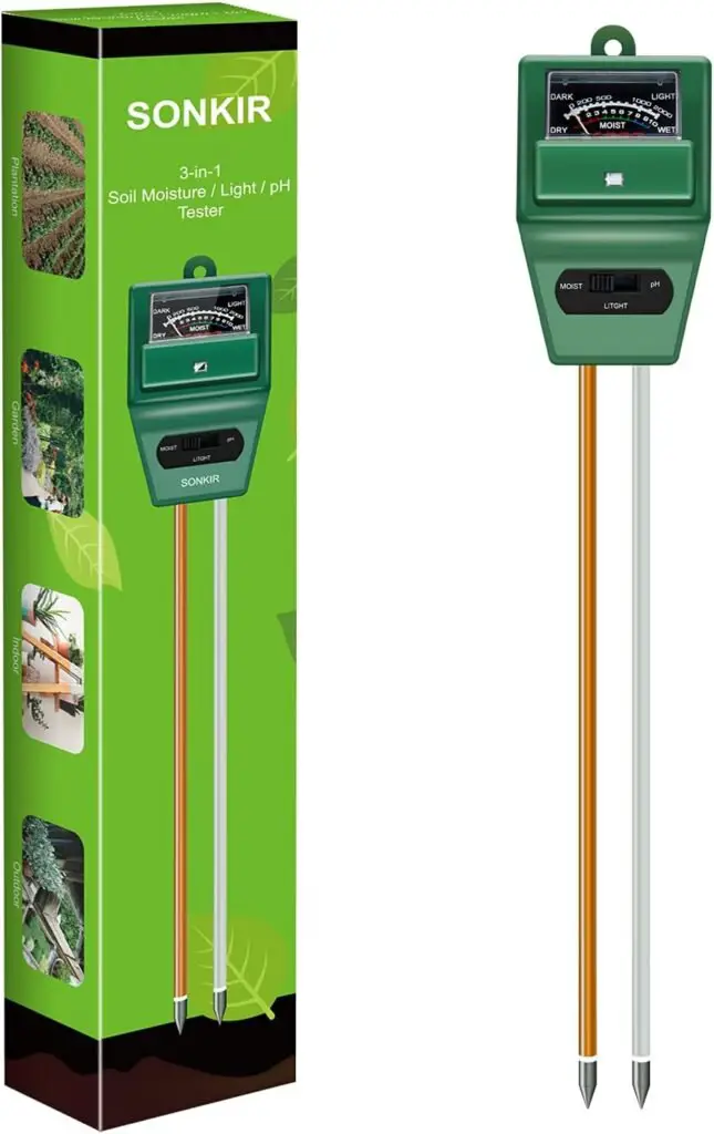 Soil pH Meter, MS02 3-in-1 Soil Moisture/Light/pH Tester Gardening Tool Kits for Plant Care, Great for Garden, Lawn, Farm, Indoor Outdoor Use (Green)