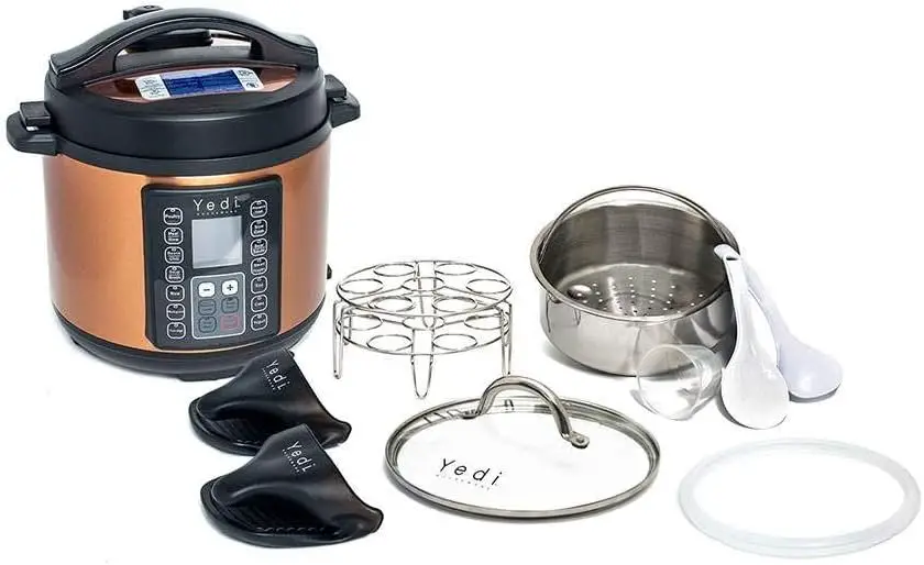 Yedi HOUSEWARE 9-in-1 Total Package Instant Programmable Pressure Cooker, 6 Quart, Deluxe Accessory kit, Recipes, Pressure Cook, Slow Cook, Rice Cooker, Yogurt Maker, Egg Cook, Sauté, Steamer, Stainless Steel