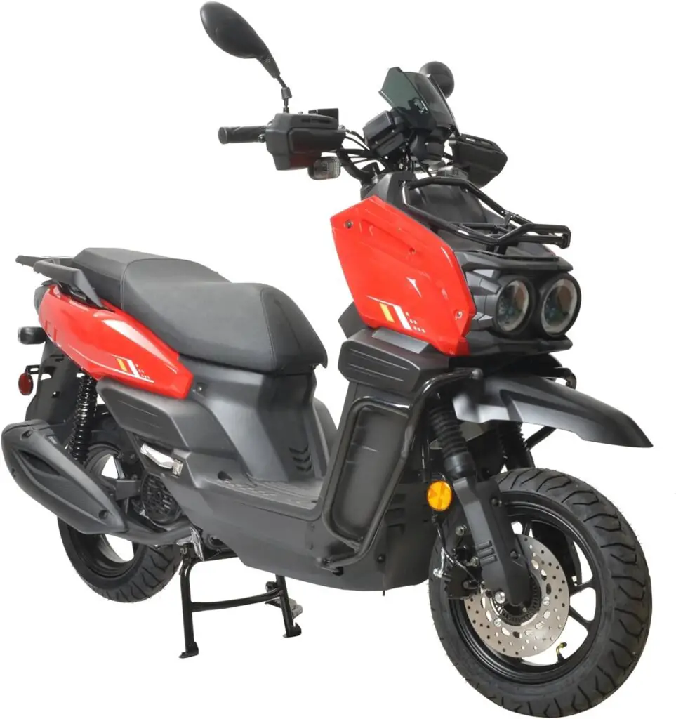 HHH Tank 150 Moped Gas 150cc Scooter 150cc Motorcycle Automatic Adult Bike with 12 Aluminum Wheels (Red)